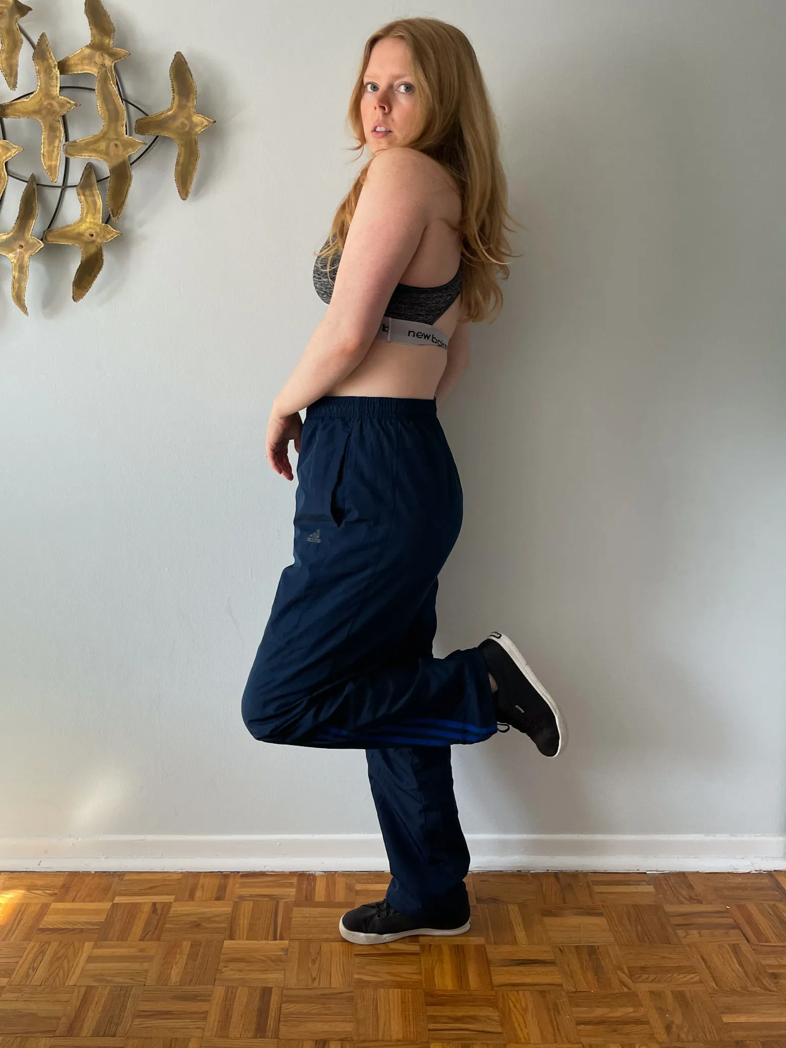 Adidas Navy High Rise Track Pants - Medium