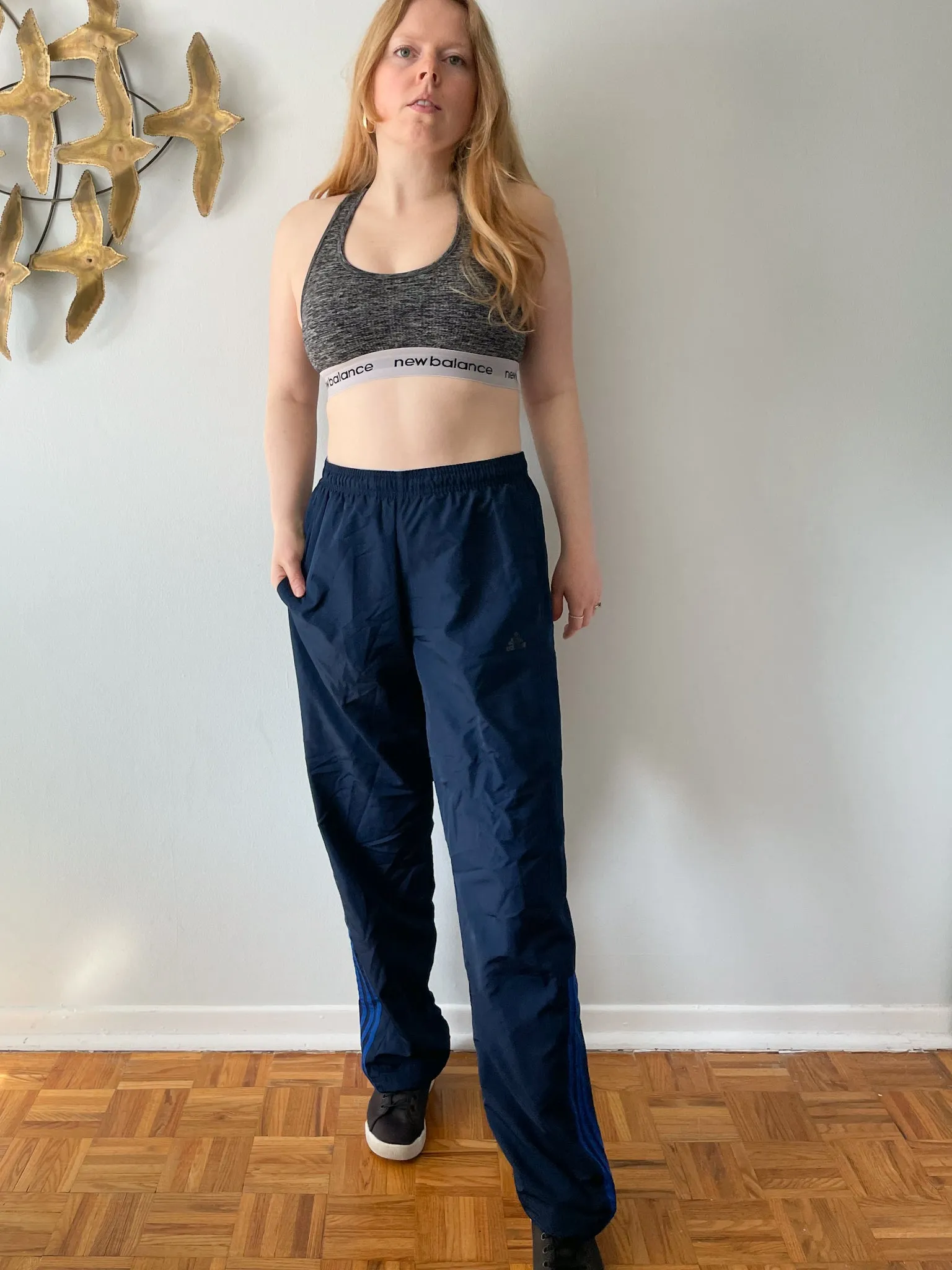 Adidas Navy High Rise Track Pants - Medium