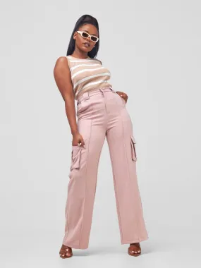 Anika Fabiana Wide Leg Cargo Trousers - Blush Pink