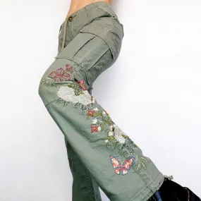 Beaded Embroidered Cargo Pants