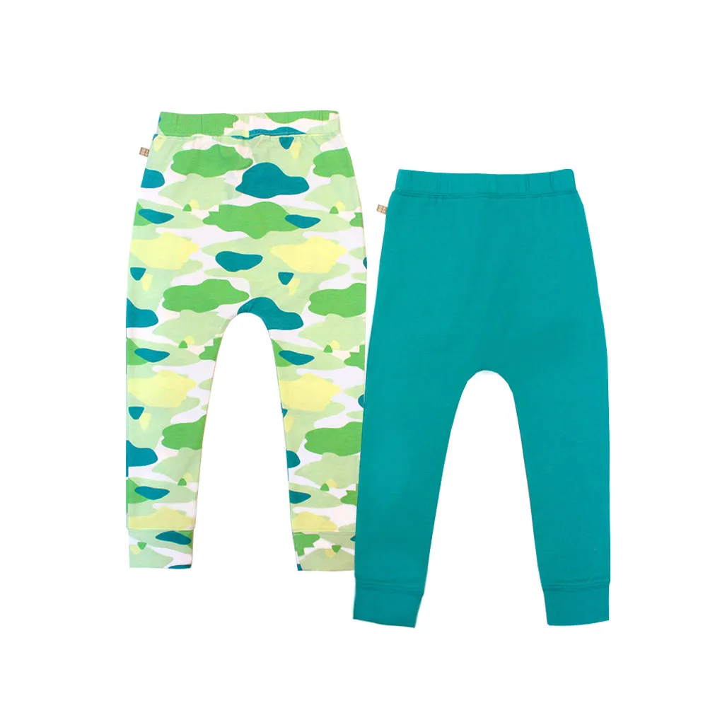 Camo Flash Harem Pants 2pc Bundle Set (Green)