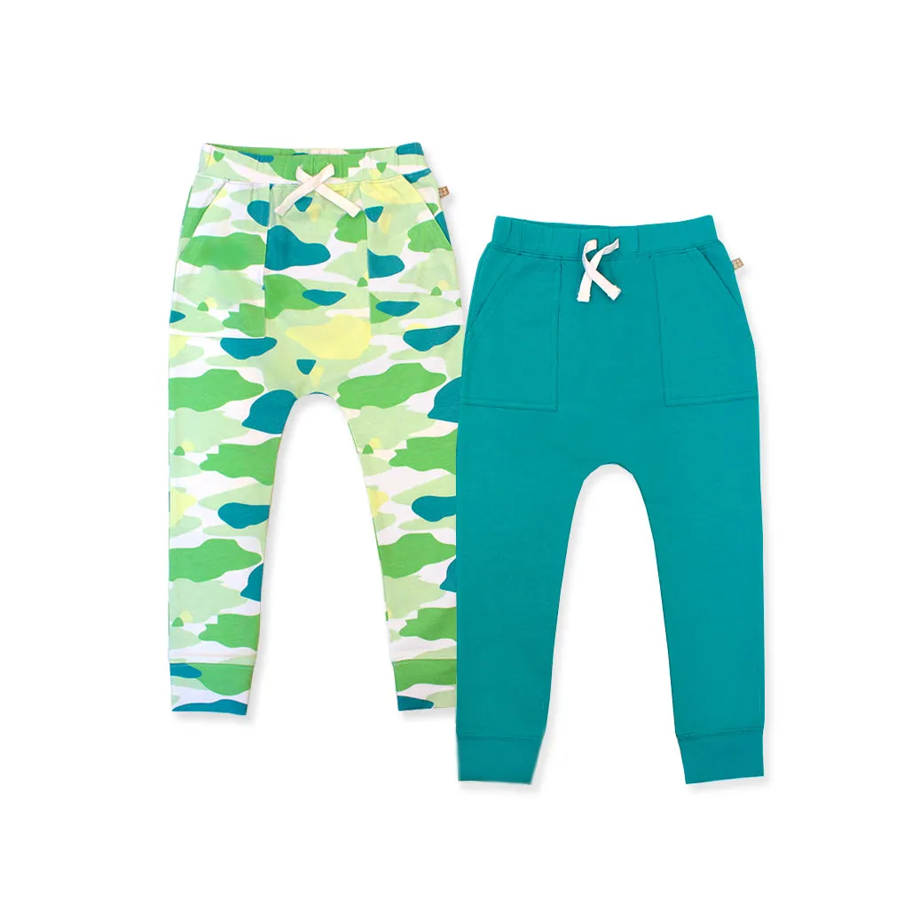 Camo Flash Harem Pants 2pc Bundle Set (Green)