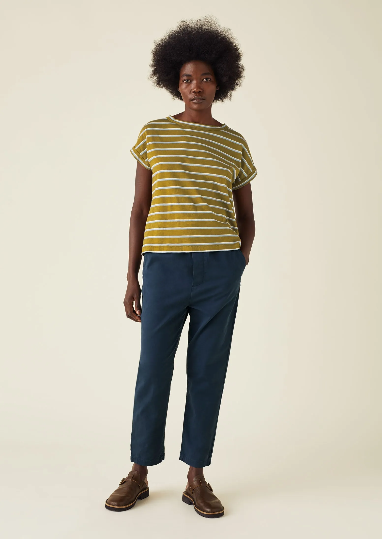 Gabi Cotton Pull On Pants | Storm Blue