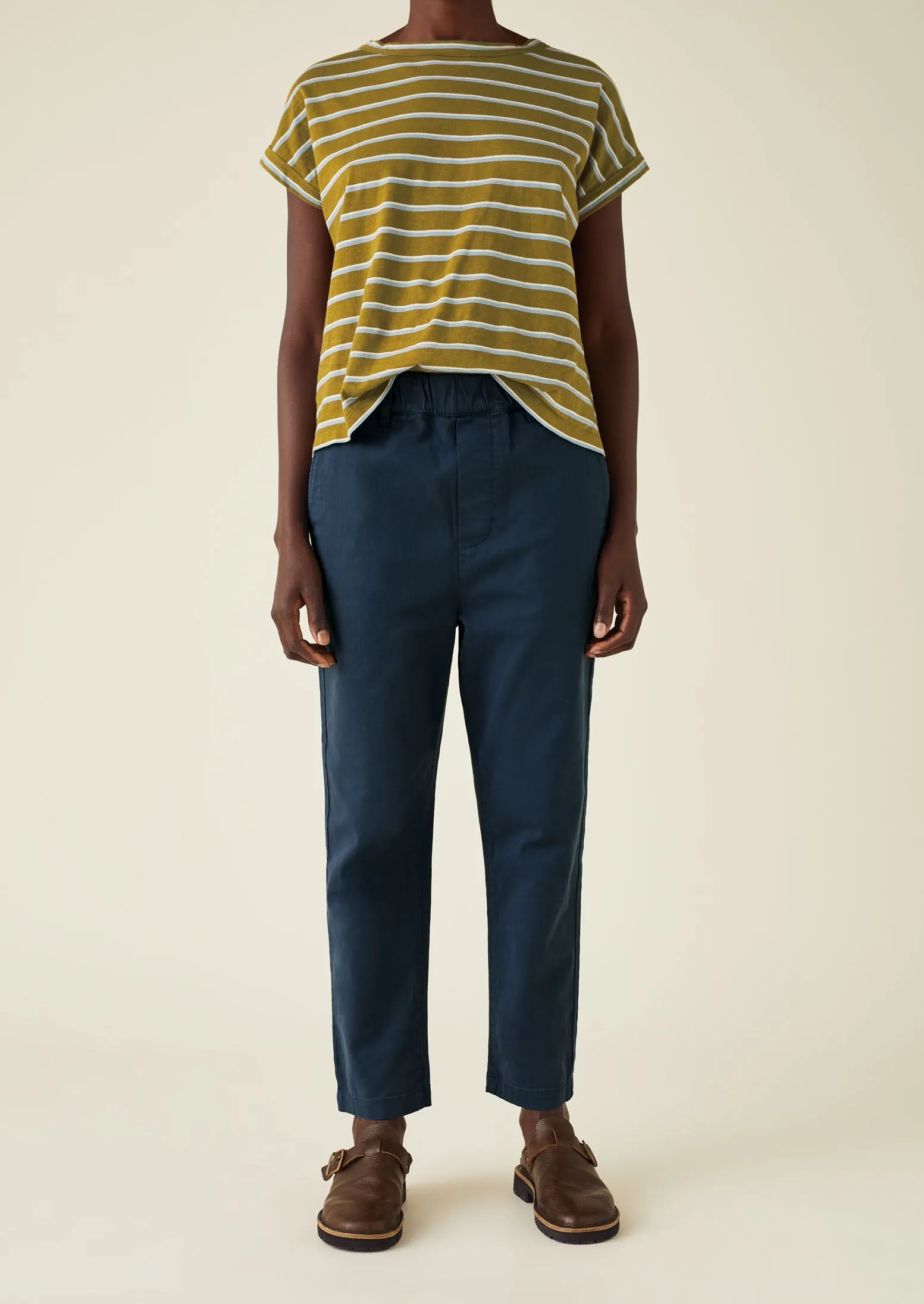 Gabi Cotton Pull On Pants | Storm Blue