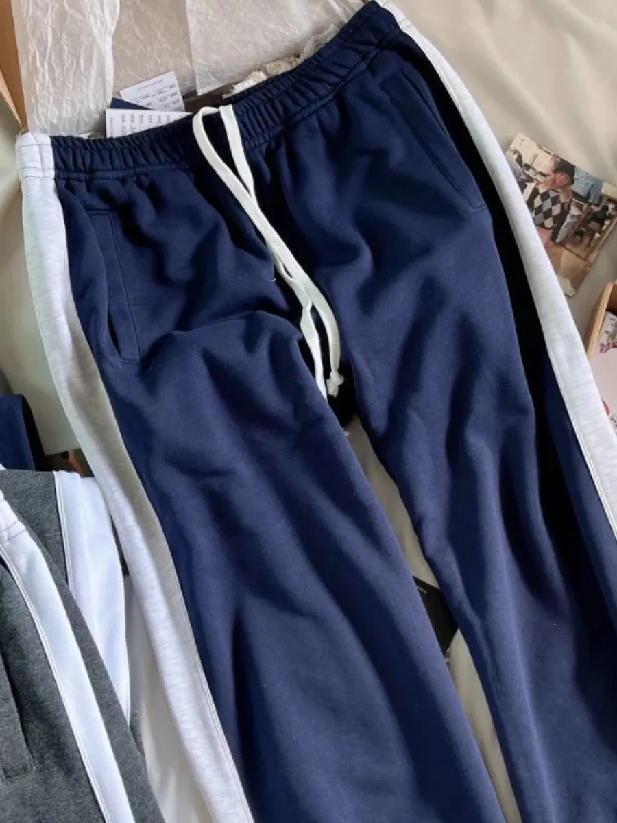 Girlary Patchwork Loose Sport Pants Women Autumn Cotton Elastic High Waist Straight Pant Vintage Harajuku Casual Y2k Trousers