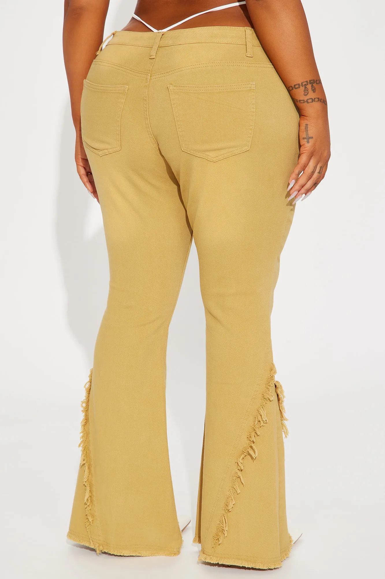Mia Washed Flare Pant - Khaki