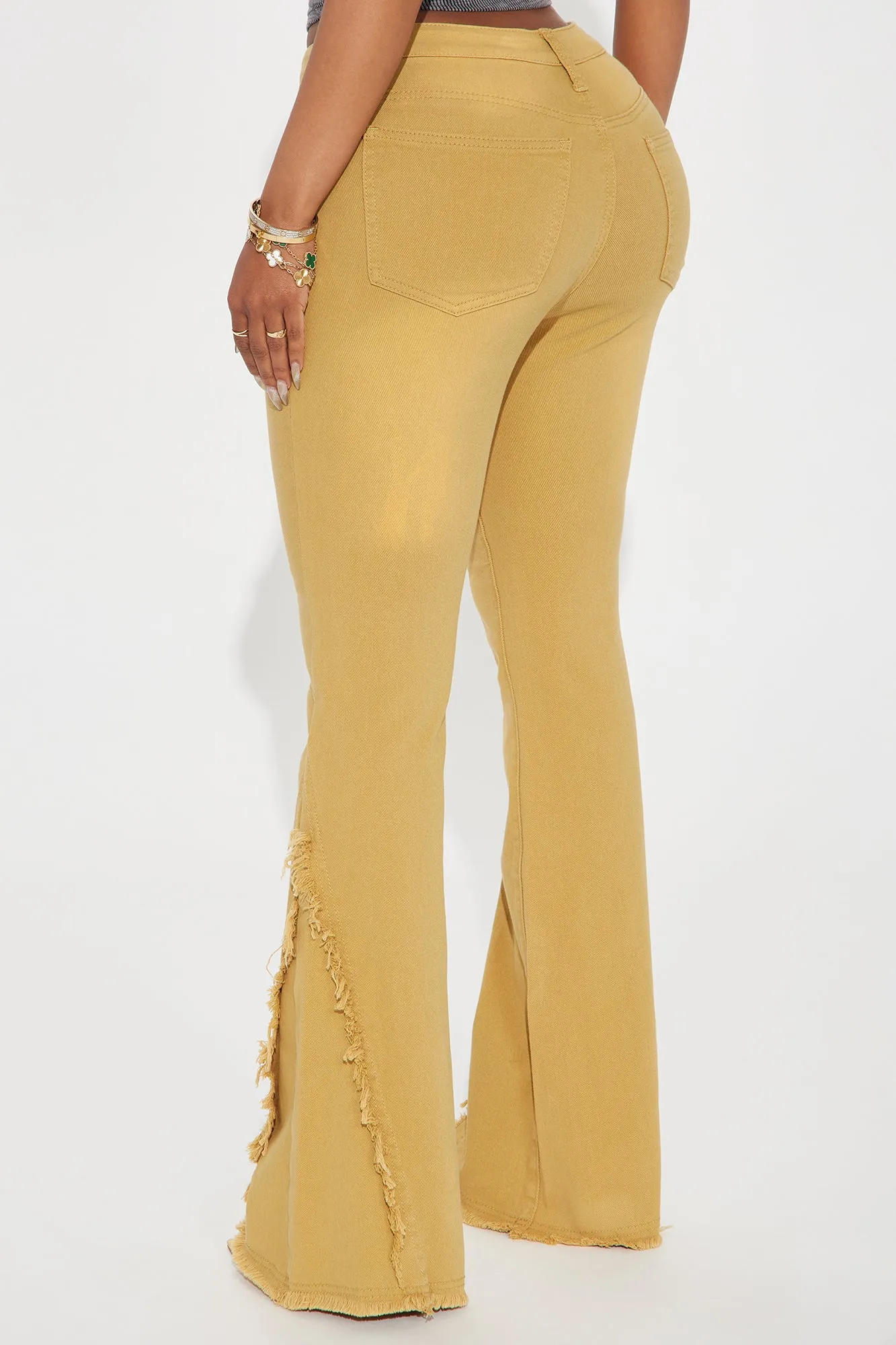 Mia Washed Flare Pant - Khaki