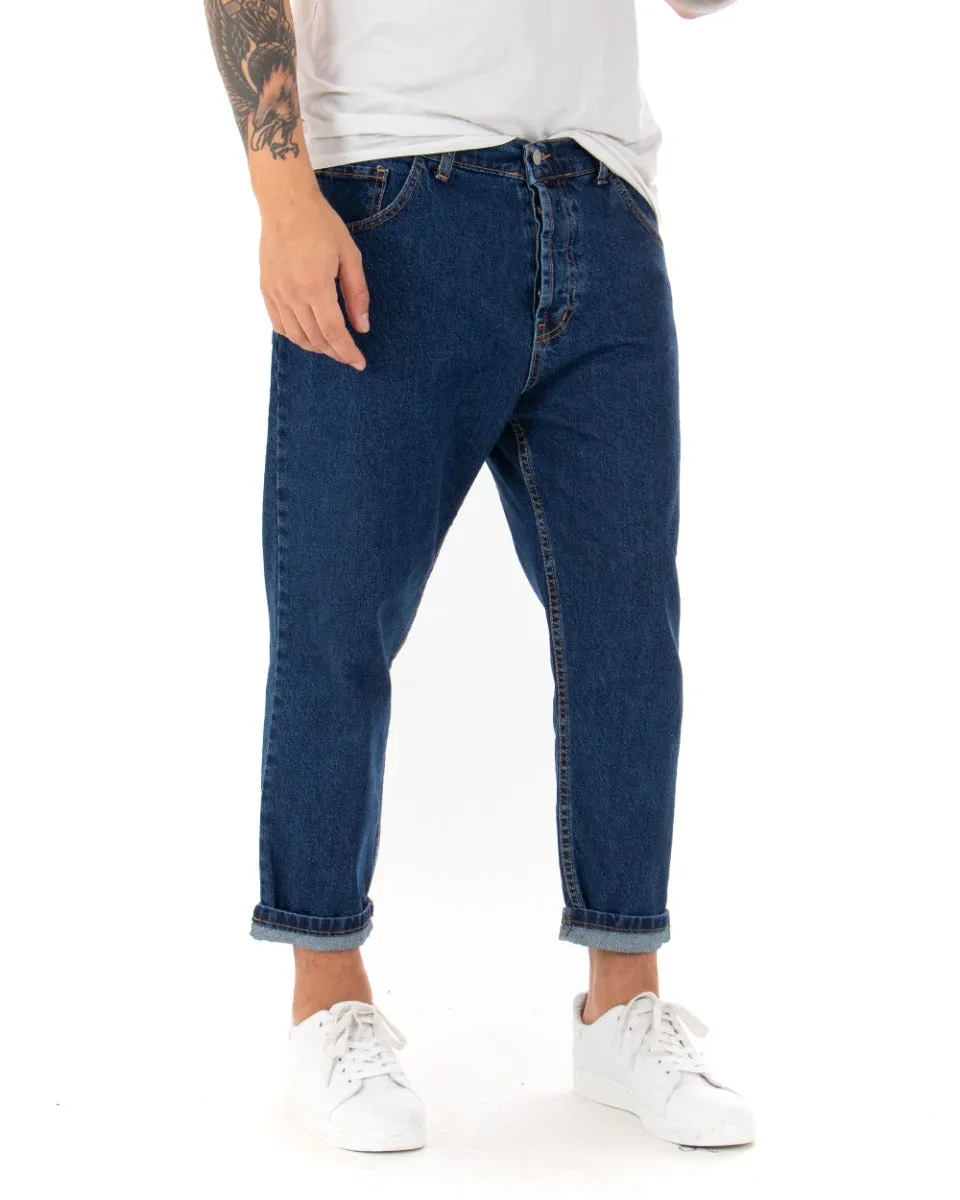 Pantaloni Jeans Uomo Loose Fit Denim Scuro Basic Cinque Tasche Casual GIOSAL-P4078A