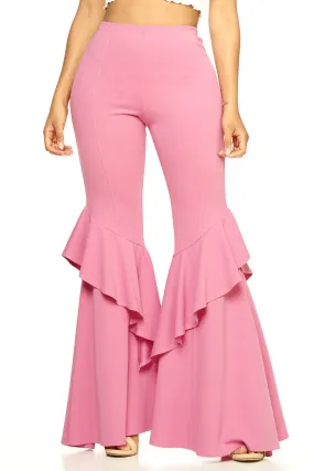 Rose Flares Into Bell Bottoms Ruffles Pants